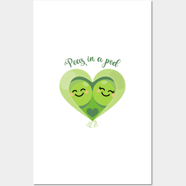 Peas in a Pod (Heart) White Wall Art by VicEllisArt